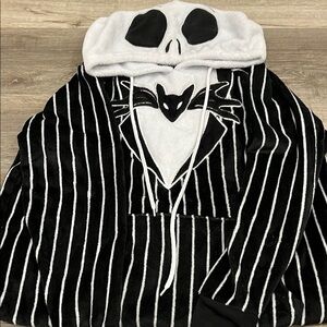 Black and White Striped Hoodie with Skull Design